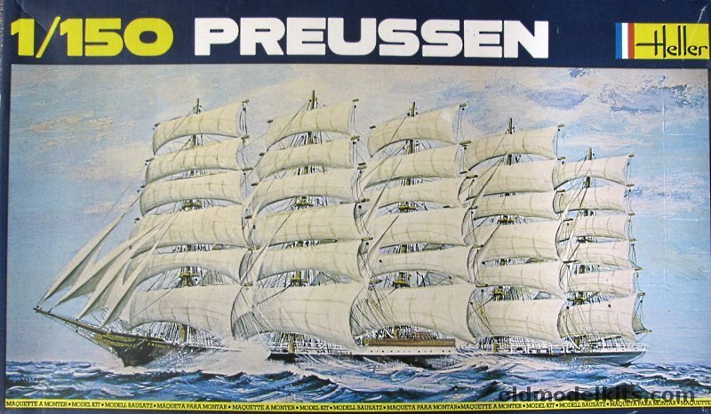 Heller 1/150 Preussen - 1902 Steel Five Mast Square Rigger, 813 plastic model kit